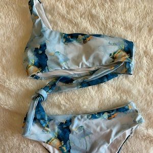High waist one shoulder bikini
